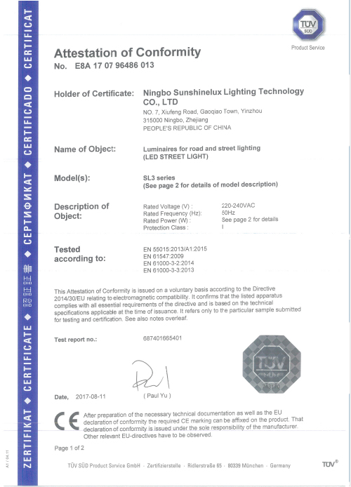 LED Street Light-TUV CE 55015